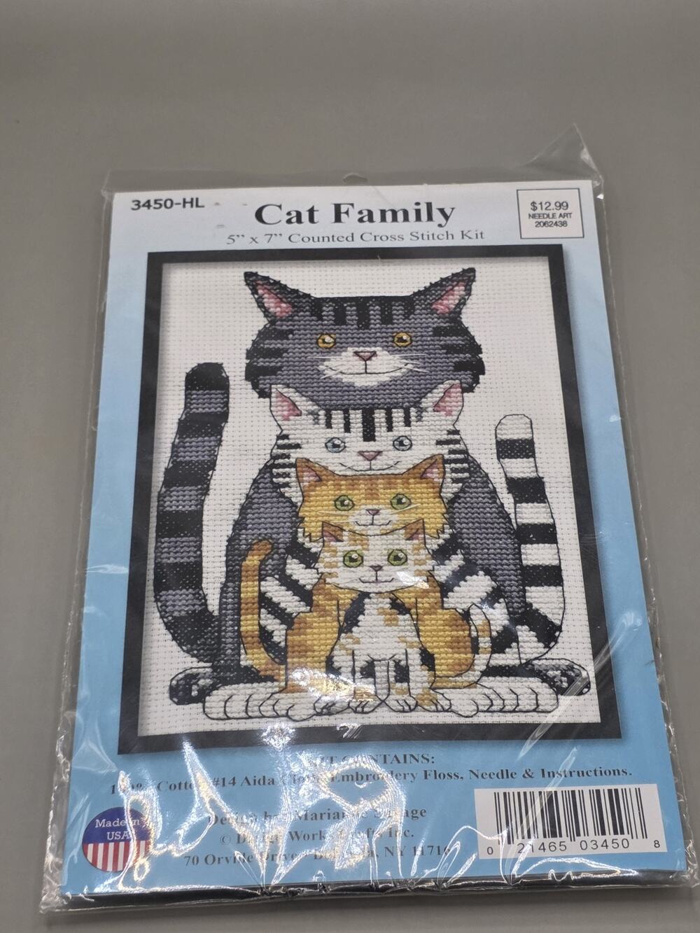 The 8th Design Works Cat Family Counted Cross Stitch Kit 5"x7"